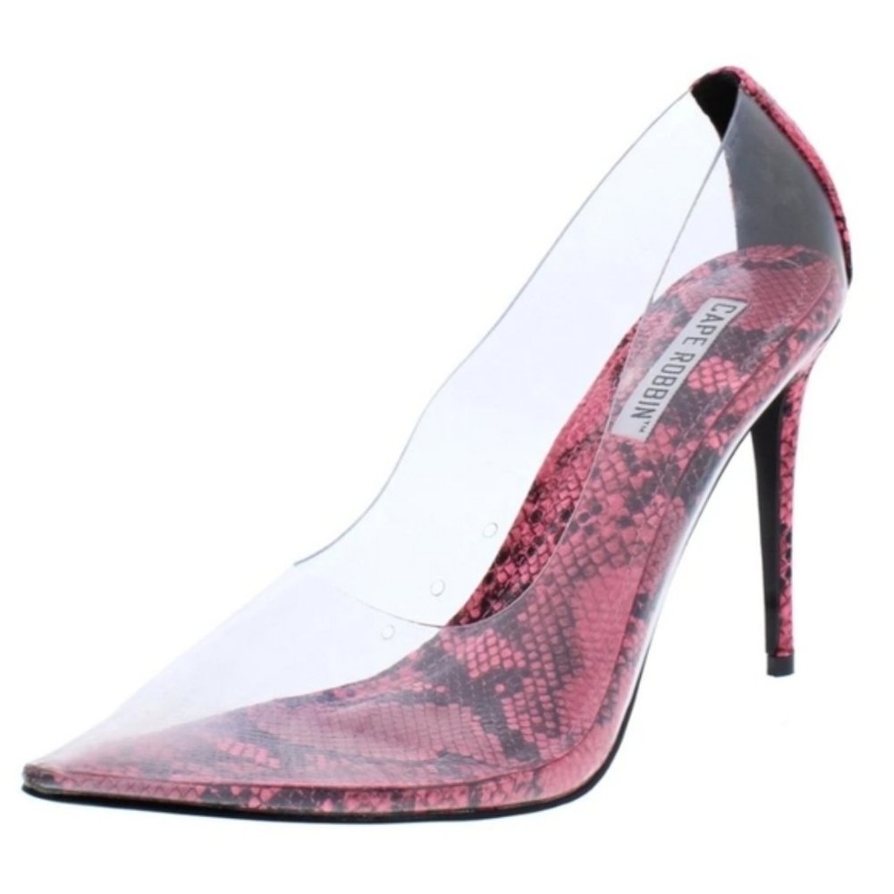 Pink Clear Lucite Perspex Clear Stiletto Heels